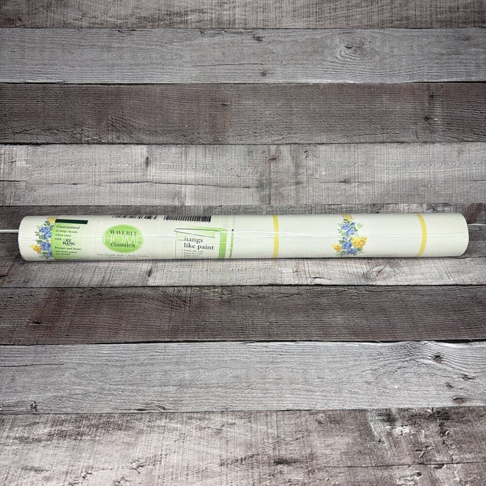 Waverly Wallpaper Floral Stripe Print Double Roll 60 Sq Ft Vintage Retired Gift